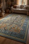 Leopard Skin Shaped Patterned Carpet - Bohemian Ethnic Turquoise Framed Wild Living Room Carpet - 4