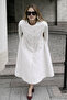 Women's Sleeveless Relax Fit White Cashmere Poncho - 3