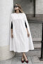 Women's Sleeveless Relax Fit White Cashmere Poncho - 6