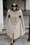 Women's Sleeveless Relax Fit Cream Cashmere Poncho - 3