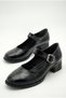 Women's Black Crocodile Design Loafers Buckled Daily Block Heel Pack Shoes Ballerina Loafers - 4
