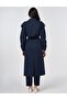 Apolet Detailed Trench Coat Dark Navy Blue 14008 - 5