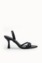 Aurora Clara Women's Open Back Thin Heeled Shoes 00121903 Black Rustic - 7