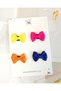 Set of 4 Mini Ribbon Bow Hair Clips for Babies, 3cm Mix Fuchsia Yellow Orange Navy Blue