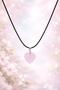 Women's Natural Pink Quartz Stone Heart Necklace - Stone of Love and Peace - 4