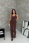 Women's Wrinkled Fabric Ruffled Blouse and Wide-Leg Pants Set - 2