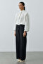 Poplin Ruched Shirt Ecru - 3