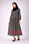 100% Cotton Lu Pocketed and Embroidered Summer Design Patterned Black Shirt Islamic Dress - 3