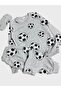 Boy's Cotton Piece Gray Football Ball Patterned Long Sleeve Eye Patch Transitional Pajama Set - 5