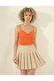 Women's Orange Degaje Collar Adjustable Rope Strap Sandy Fabric Athlete Blouse - 4