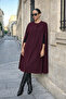 Women's Daily Sleeveless Loose Burgundy Melton Poncho - 6