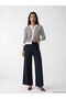 Lcw Studio Navy Blue Wide Leg Women's Trousers with Elastic Waist