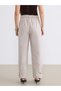 Soulife Beige High Waist Pleated Women's Fabric Trousers - 4