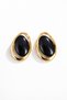 Gold Framed Black Oval Stone Earrings Stylish Women's Earrings with Shiny Metal Detail - 2