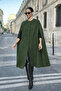 Women's Daily Sleeveless Loose Khaki Melton Poncho - 4