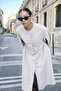Women's Casual Sleeveless Loose White Melton Poncho - 3