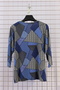 Women's Plus Size Stretch Fabric Crew Neck Geometric Patterned Three Quarter Sleeve Mom T-Shirt Combed Cotton Blouse - 3