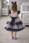 Lila Kuromi Patterned Girl's Dress – Layered Tulle , Lined , Invisible Zipper Layers, Crown Buckled Special Occasion - 2