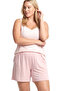 Women's Plus Size Corded Fabric Shorts Pajama Set – Powder - 2