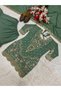 Teal Green Crepe Top Palazzo & Dupatta - HRT3113 | Teal Green - 4