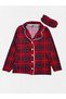 Girl's Cotton Piece Suede Fabric Red Color Plaid Pattern Shirt Collar Button Sleep Band Pajama Set - 6