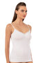 Özkan 3167 4-Pack Women's 95% Cotton Singlet with Cotton Front Straps and Ruched Lace Straps on the Back, Combed Cotton, Mixed Colors - 8