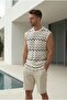 Anthracite Zigzag Striped Men's Retro Patterned Crew Neck Mercerized Knitwear Sleeveless T-Shirt Ls-42037 - 3