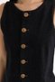 Black Washed Front and Hem Seam Detail Stretch Fabric Pants and Sleeveless Button Detailed Blazer Jacket Set - 6