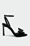 Wanbi Bow Detail Black Satin Women's Heeled Shoes - 2