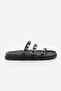 Women's Genuine Leather Three-Stripe Studded Casual Shoes Slipper Zoven Black Silver - 5