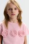 Girl's 4-8 Years Old Three-Dimensional Rose Detailed T-Shirt Pink - 2