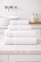 4-Piece Bath Towel Set 100% Cotton Certified Diamond Border Towel Set 50X90Cm - 70X140Cm White - 4