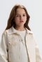 Girl Child 8-14 Years Old Pearl and Flower Motif K Linen Jacket Cream - 2