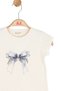 Baby Girl 1-4 Years Pearl Bow Print Short Sleeve T-Shirt Cream - 2