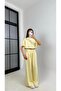 Yellow Cropped Elastic Waist Palazzo Tracksuit Double m Modal Fabric Set Gaus-01219 - 2