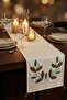 Papatya Bohemian Punch Embroidered Tasseled Cotton Table Runner (40X130 cm) - 4