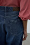 High Waisted Straight Denim Pants Navy Blue - 7