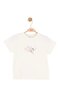 Baby Girl 4-8 Years Old Embossed Patterned Short Sleeve T-Shirt Cream