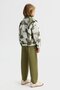 Girl's 4-8 Years Old Motif Linen Bomber Jacket Ecru-Green - 3
