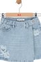 Girl Child 8-14 Years Old Ripped Denim Shorts Skirt Blue - 4