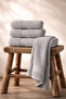 4-Piece Bath Towel Set 100% Cotton Certified Striped Border Towel Set 50X90Cm - 70X140Cm Gray - 2