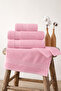 4-Piece Bath Towel Set 100% Cotton Certified Diamond Border Towel Set 50X90Cm - 70X140Cm Pink - 2