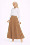 Hijab White Shirt Pleated Skirt Double Set Casual and Office Chic - Brown - 3