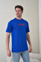 Men's Cobalt Blue Superior Written High Printed Crew Neck T-Shirt - 6