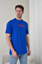 Men's Cobalt Blue Superior Written High Printed Crew Neck T-Shirt - 3