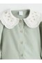 Lcw Baby Green Peter Pan collar Embroidered Long Sleeve Baby Girl Set - 4