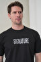 Men's Black Signature Written High Printed Crew Neck T-Shirt - 3