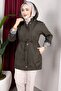 Zippered Waist Tunnel Plus Size Trench Coat Khaki