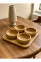 4-Piece Natural Bamboo 4-Piece Round Compartment Snack Bowl Set Presentation Plate Serving Plate Snack Plate - 3