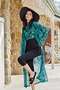 Women's Semi-Closed Swimsuit Short Sleeve Zippered 4-Piece Set Padded Below Knee Leggings - 6